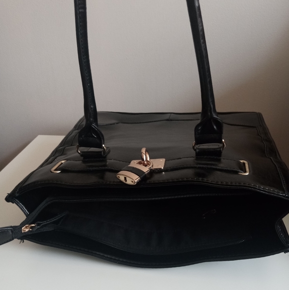 🖤👜 Black & Gold Tote Bag | Jessica | Laptop Work School Travel | 14" x 14" - Picture 5 of 11